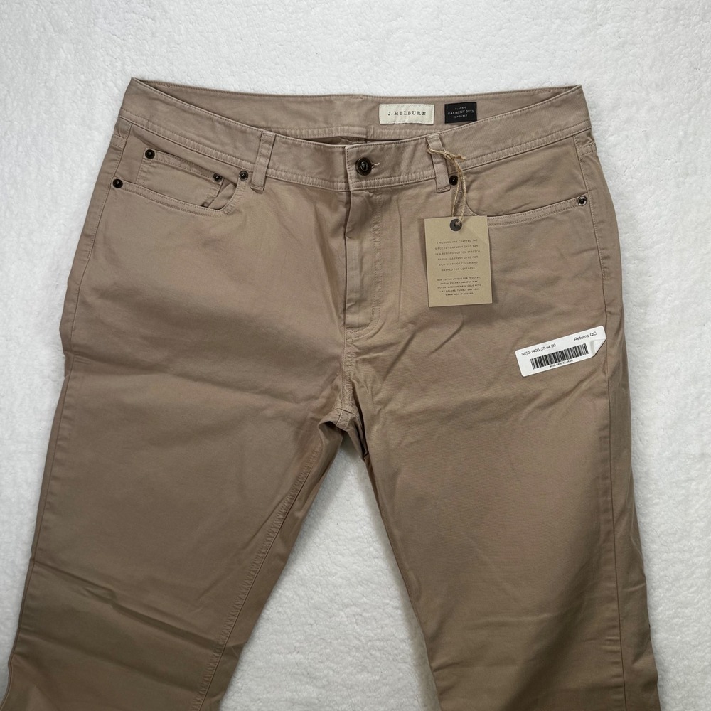 J. Hilburn Mens 5-Pocket Garment Dyed Pants Tan Cotton Stretch Size 37x34 NEW